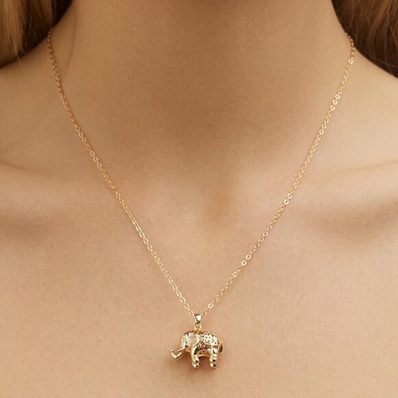 Neiman Marcus 18K Gold Plated Filigree Elephant Necklace